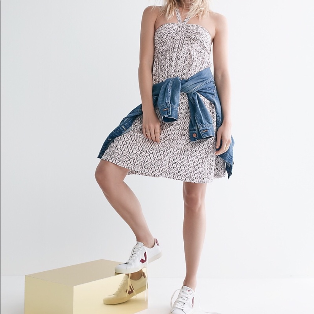 Madewell geometric silk halter flowy dress